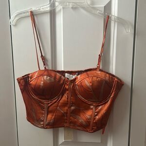Rachel Zoe Corset Top Orange And Gold Size Large NWT